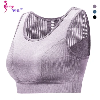 

SEXYWG Sports Top Women Yoga Bra Push up Brassiere Wireless Crop Sportswear Shockproof Running Vest Fitness Gym Shirt Sports Bra