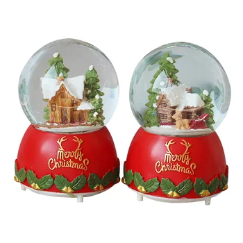 

Charistmas Decoration Crystal Ball Resin Music Box Figurine Home Decor Accessories Crafts Creative Snow House Miniature Model