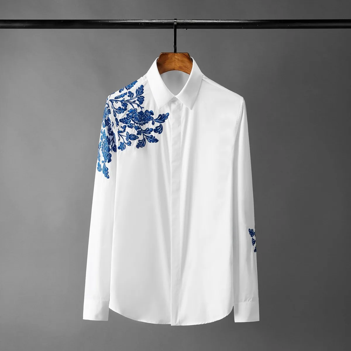 White Embroidered Men's Shirt Embroidered Mens Shirt Embroidered