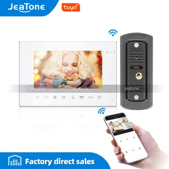 

Tuya Smart App WiFi 7 Inch white color Video Door Phone Intercom System with Wired Doorbell Remote Unlock Home Access Control