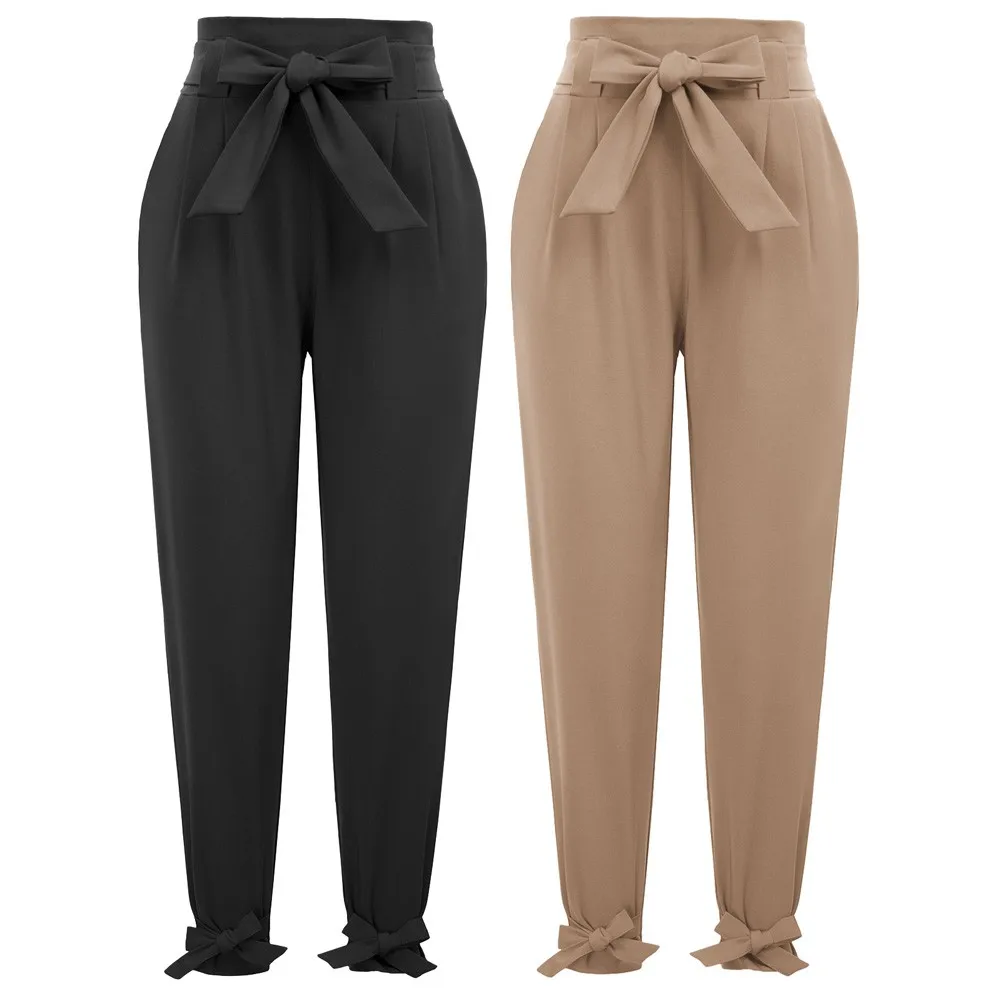 gk-pantalon-capri-taille-haute-avec-nœud-papillon-pour-femme-pantalon-court-decontracte-longueur-rincage-monochromatique-leggings-sans-couture-dame-de-bureau-2-pieces-par-paquet