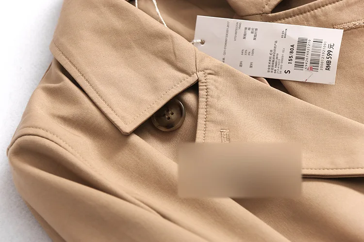 3501 Весна стиль однотонные Цвет ремень Slim Fit двубортный отложной с отложным воротником, пальто с длинным рукавом Женская Тренч