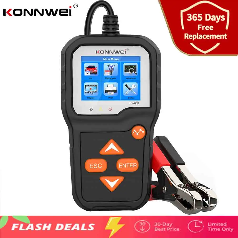 KONNWEI-probador de batería de coche KW650, Analizador de 6V/12V, 100 a 2000 CCA, herramienta de carga rápida
