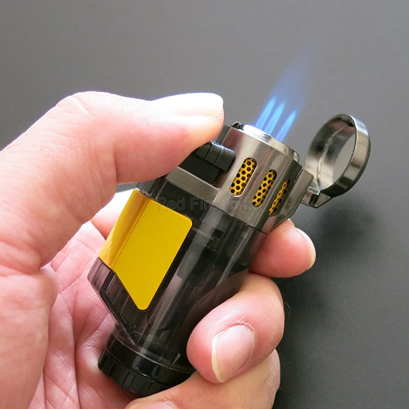 COHIBA гаджеты для мужчин прозрачная Зажигалка Winproof 3 струйная Зажигалка факела сигарета курительные зажигалки для сигар креативные