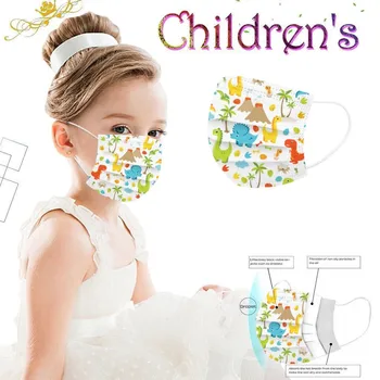 

Child Face Mask Disposable Protective Facemask Three-layer Face Masks With Filters Ear Loop Masks Cute Cartoon Print Mascaras