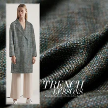 Тонкая шерстяная ткань верблюжий зеленый Плетеный шерстяной твид высокого класса осень и зима пальто платье ткань мягкая и удобная ткань