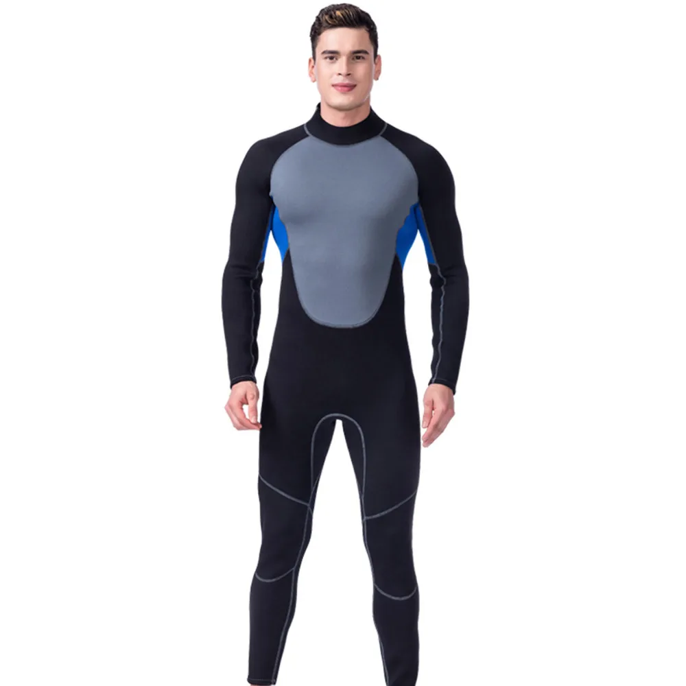 

LIFURIOUS Neoprene diving equipment diving wetsuits for men and sail wetsuits full body Black+blue+gray patchwork wetsuit Newest