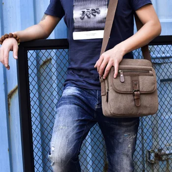 

2020 new Men's canvas shoulder bag Fashion casual canvas men's bag Men's business messenger bag small bag for man