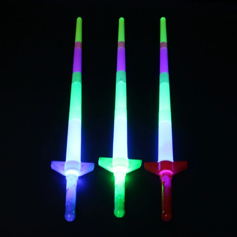 12 EXPANDABLE LIGHT UP RAINBOW SWORDS outer space wands toys novelty sword NEW 
