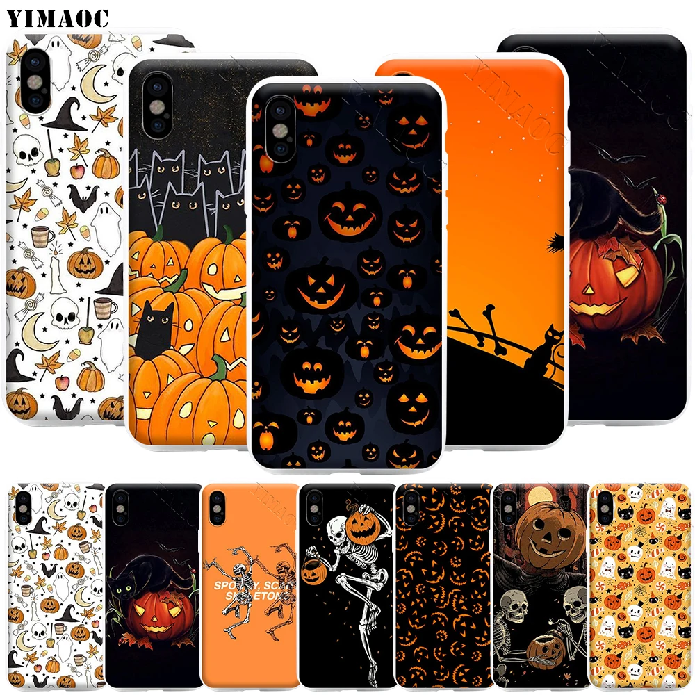 YIMAOC черный кошки Джек Хэллоуин чехол для телефона iPhone 11 Pro XS X XR Max 8 7 6 6S Plus SE 5S |
