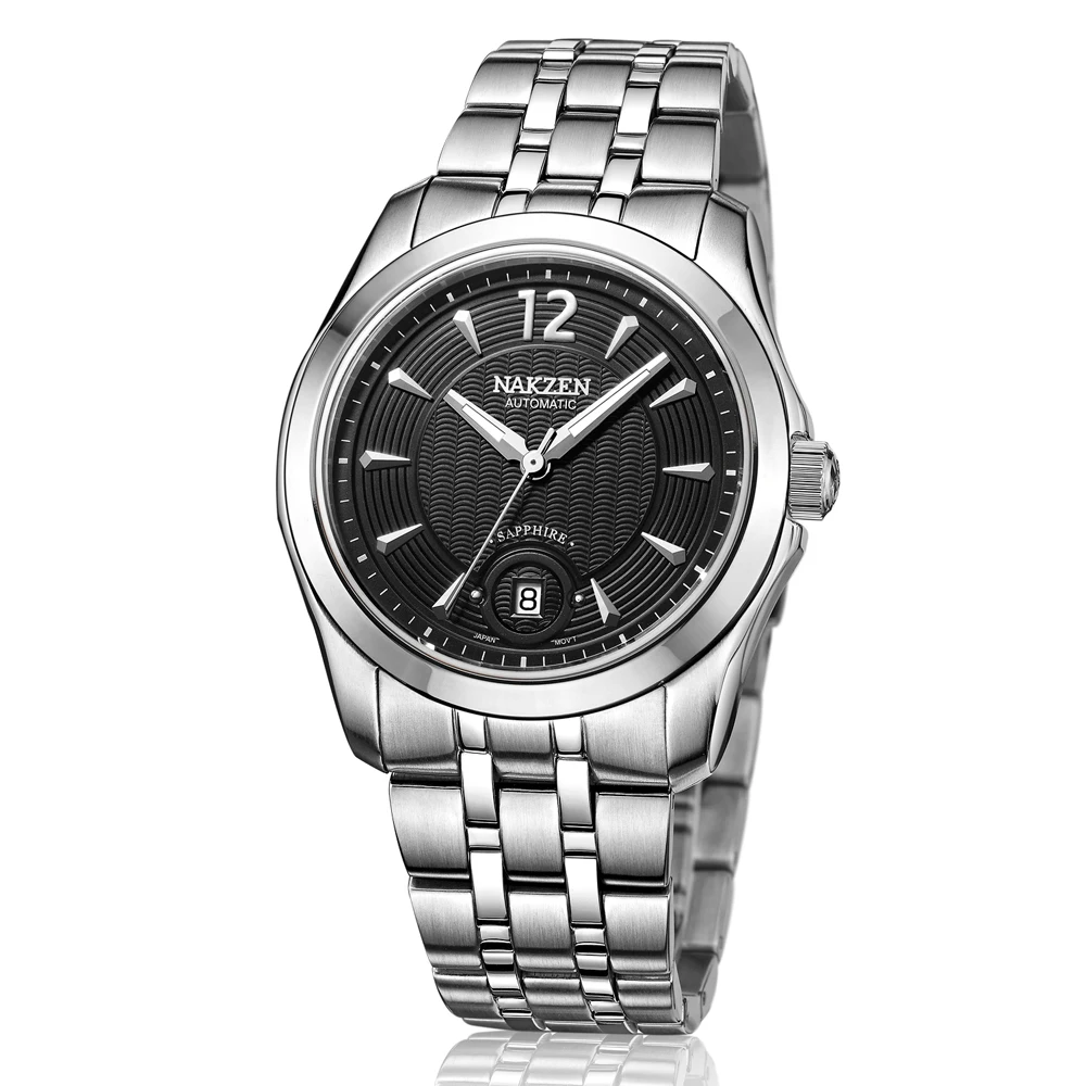 NAKZEN, мужские часы Miyota 8215, автоматические механические часы со светящейся ролью, дата 50 м, водонепроницаемые, сапфировые кристаллы, Reloj Hombre