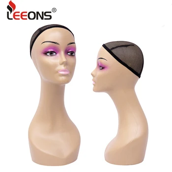 

Leeons Mannequin Head With Without Shoulders Long Neck Brown Beige Cosmetology Mannequin Manikin Display Head For Wig Making