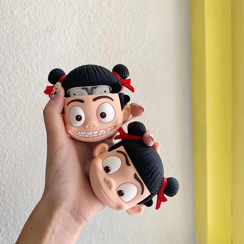 Дизайнерский V Nezha чехол для airpod милый мальчик Китай аниме для airpods чехол 3D для apple bluetooth наушники аксессуар силиконовый чехол