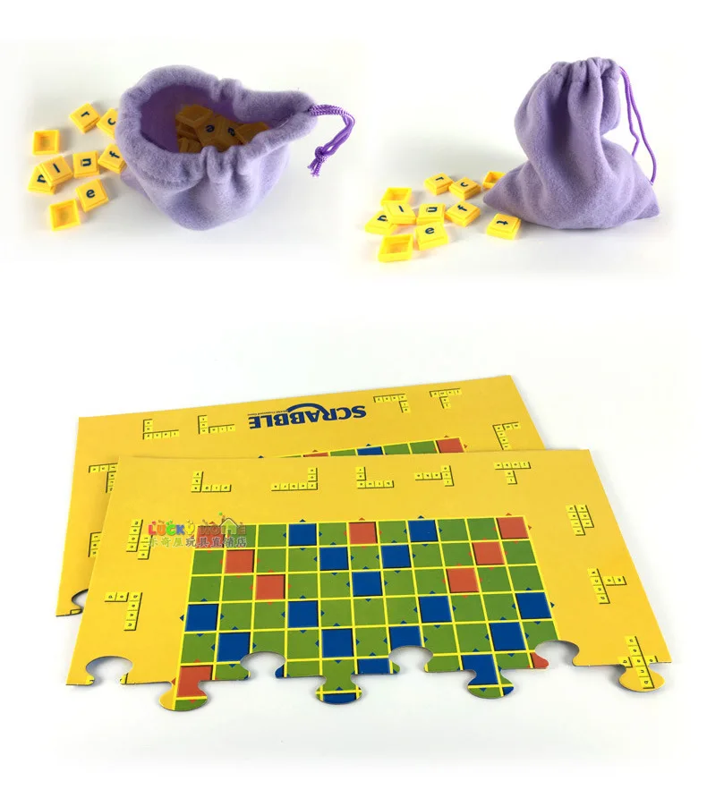 

English Spelling Game Scrabble Board Game Multi-seat Interactive Lettered Spelling Improve Word Amount 069