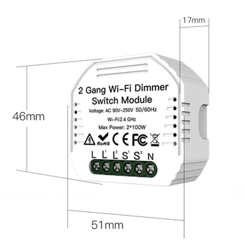 

Smart Life/Tuya APP DIY 2 Gang WiFi 2 Way Light LED Dimmer Module Switch Remote Control Work with Alexa Google Home