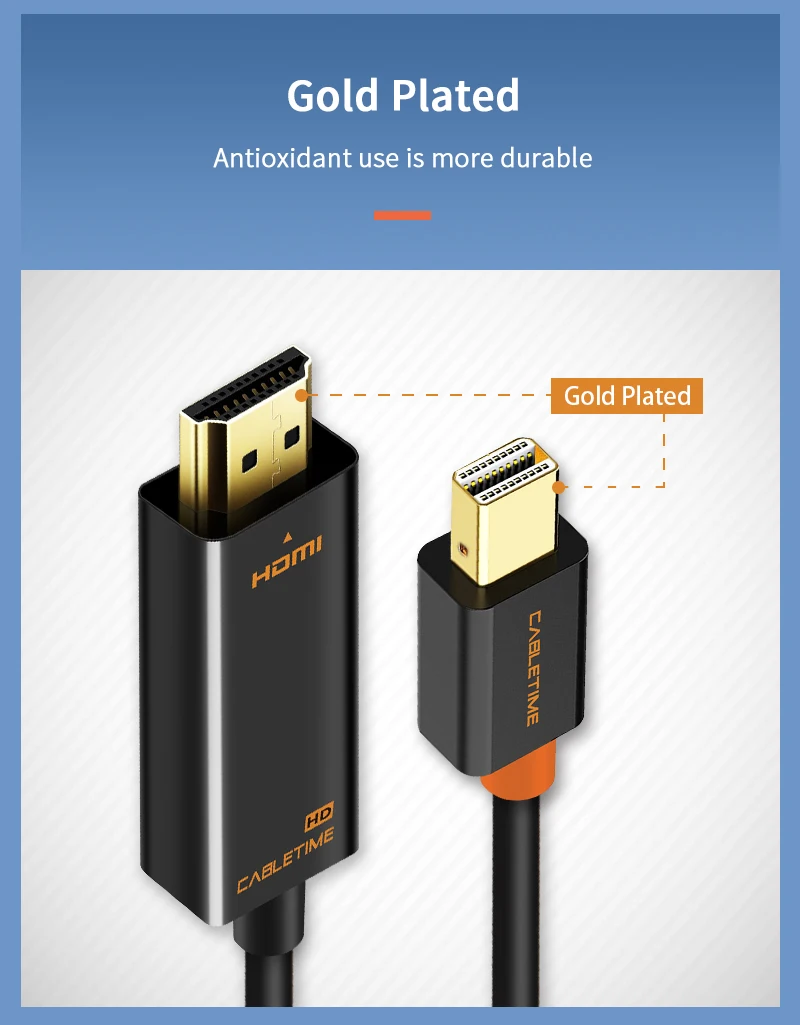 Кабель CABLETIME Mini Displayport-HDMI кабель 1,2 DP Thunderbolt-HDMI Кабель-адаптер HDMI DisplayPort кабель 1080P для ТВ C054