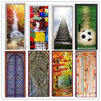 

Creative Pachira Macrocarpa Door Sticker For Bedroom Living Room Waterproof 3D Home Decor Decal Self Adhesive Wallpaper