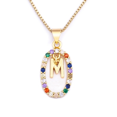 Hot Sale Colorful 26 Letters A - Z Initial M S C K Alphabet Pendant Long Chain Necklace Name Jewelry Women Accessories Gift