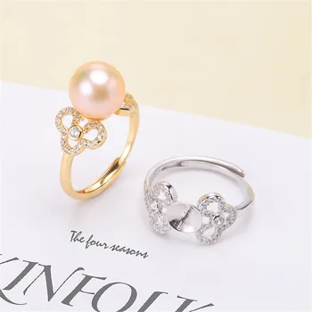 

Hot Sale Pearl Ring Mountings Findings Adjustable Ring Jewelry Setting Parts Fittings Charm Accessories Silver Jewelry Making