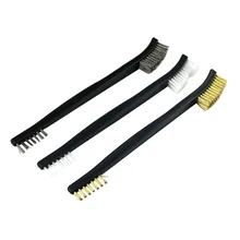 

3Pcs Double Heads Tooth Brush Nylon Brass Stainless Steel Scrub Cleaning Tools Car Cleaning Brushes Set