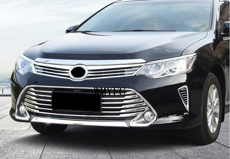 ABS Хром Передняя верхняя + нижняя решетка отделка полоса крышка для Toyota Camry 2015 2016