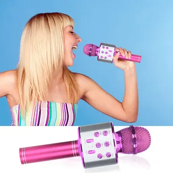 

WS858 Professional Bluetooth Wireless Microphone Speaker Handheld Microphone Karaoke Mic KTV Music Player Singing Recorder