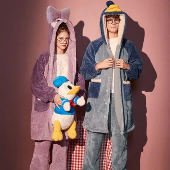 

Couple Pajamas Autumn and Winter Plush Padded Set of Home Service