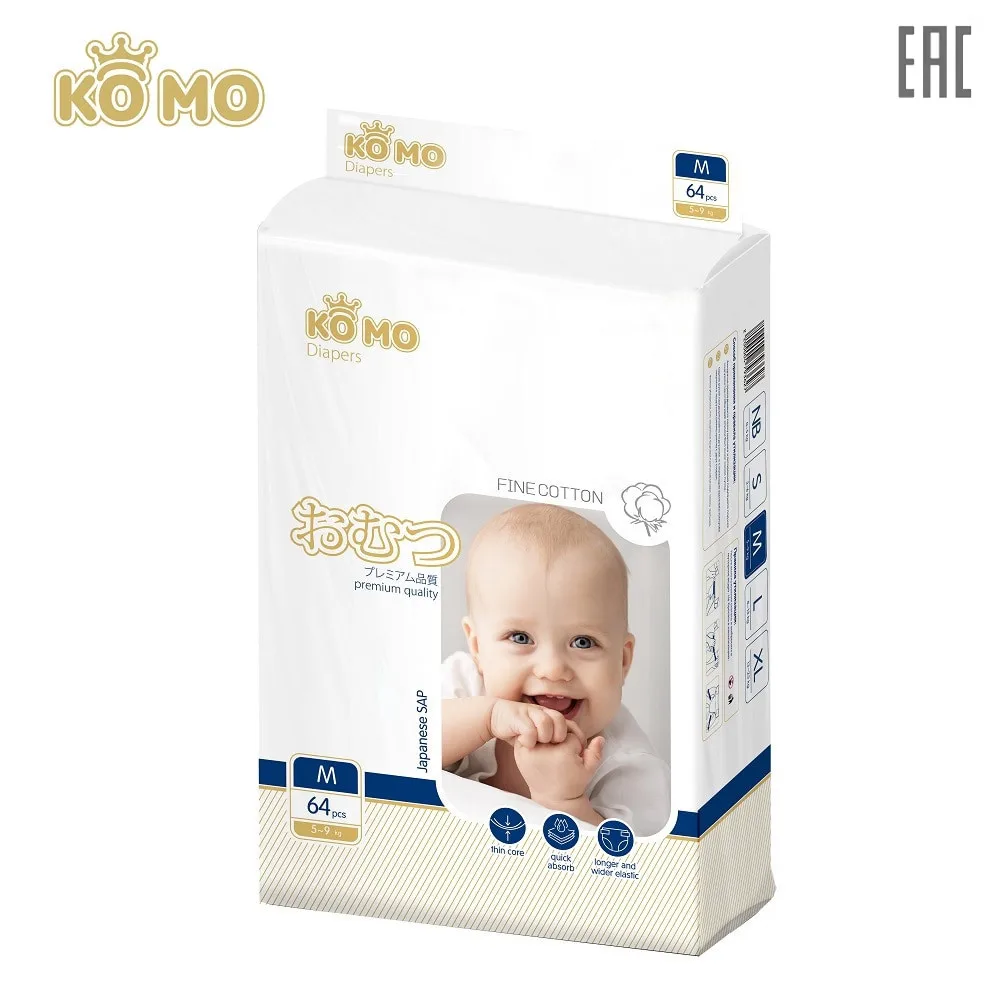 Подгузники Ko Mo M (5-9 кг) 64 шт. | Мать и ребенок