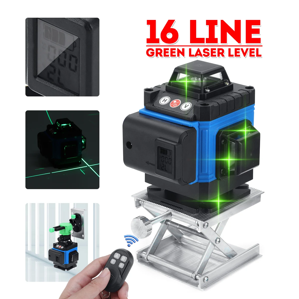 

16 Lines 4D Laser Level Auto Self-Leveling 360 Horizontal And Vertical Cross Super Powerful Green Laser Level Remote Control
