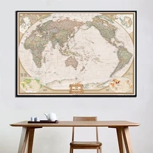 Póster de mapa geográfico del mundo Vintage nórdico de 59x88 pulgadas e impresión de cuadros artísticos de pared pintura en lienzo para decoración del hogar de oficina