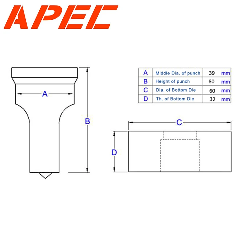 Гидравлический Железный Дырокол APC высечка круглых/прямоугольных