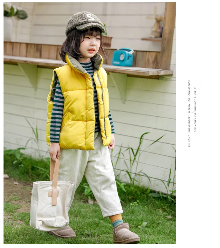 2019 Autumn winter children vests coats 2-8 year warm waistcoats for boys & girls color red yellow little child vests unisex