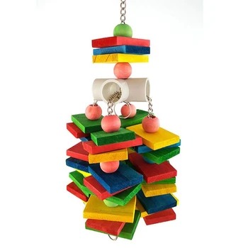 

Bird Chewing Toy - Parrot Cage Bite Toys Wooden Block Bird Parrot Toys for Small and Medium Parrots and Birds