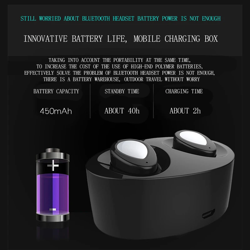 Dianxien TWS K2 Binaural Wireless Sports Mini Bluetooth Headset Ear Charging Base Subwoofer Effect Android Universal