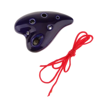 

Portable Instrument Heart Shape 6 Holes Purple Musical Ceramic Ocarina