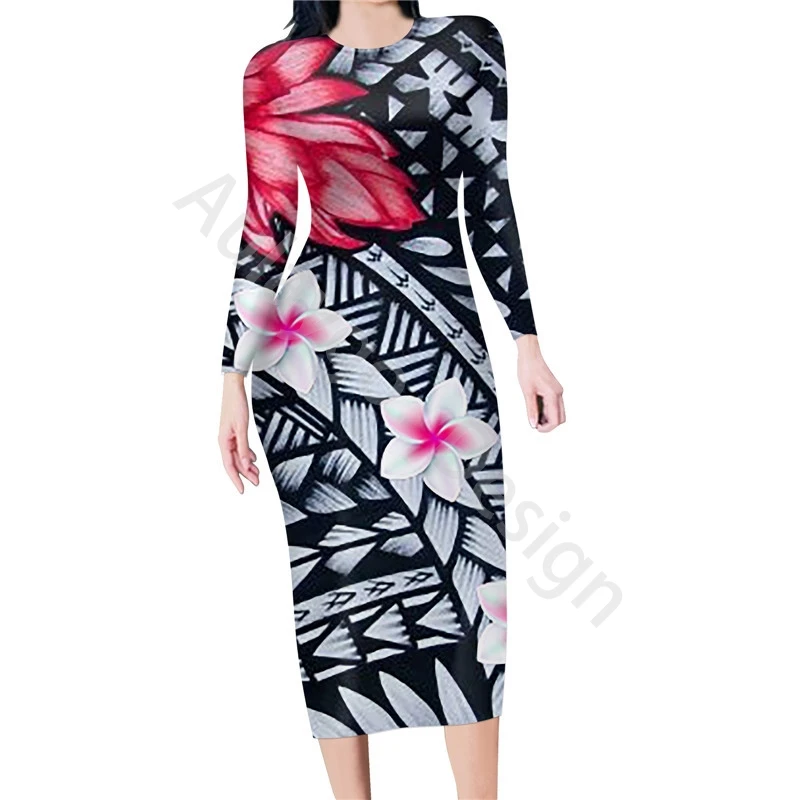 

Polynesian Dress For Party Fashion Women Oversize Elastic Plus Size Clothing Sexy Bodycon Dress Ropa De Fiesta Mujer Joven