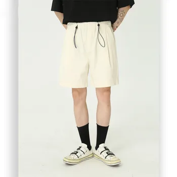 

Male Japan Korea Streetwear Fashion Hip Hop Shorts Men Summer Drawstring Elastic Waist Loose Casual Shorts