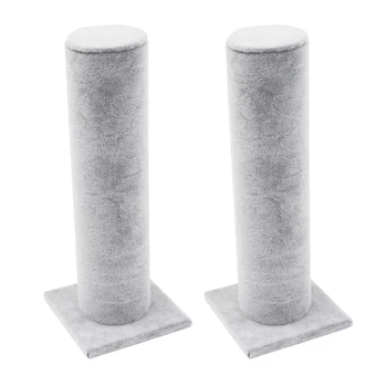 

2 Set Velvet Jewelry Bracelet Watch Display Stand, Bar Rack Closet Organizer Tower Scrunchie Hair Band Holder
