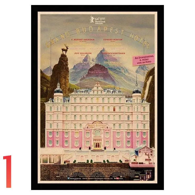 Идеальный JL Grand Budapest отель винтажные Плакаты для домашнего декора крафт-бумага высокого качества плакат стикер стены BDLS01 - Цвет: Черный