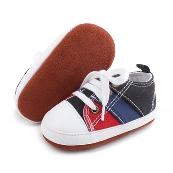 

Spring Autumn Baby Girls Boys Lace-up Patchwork Anti-Slip Shoes Sneakers Toddler Soft Soled First Walkers 2019 1