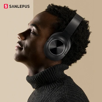 

SANLEPUS New Portable Wireless Headphones Bluetooth Stereo Foldable Headset Audio Adjustable Earphones with Mic for Music