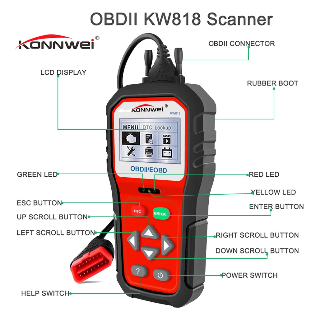 Диагностический сканер OBDII ODB2 EOBD на Muliti language 12 В тестер для проверки двигателя