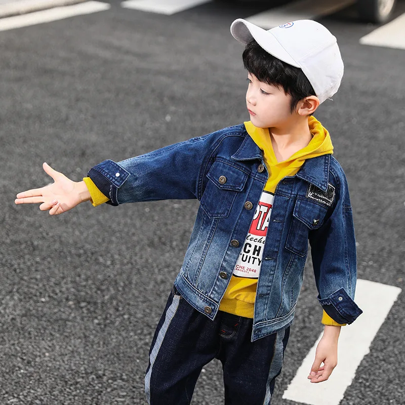 

20037 BOY'S Jacket 2020 Spring New Style Big Boy Korean-style Gradient Color Jeans Coat Western Style Fashion