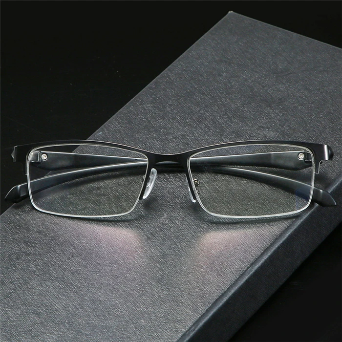 Мужские диоптрийные очки в полуоправе, близорукие металлические очки для студентов, мужские очки по рецепту SPH 0-1,0-1,5-2,0-2,5-6,0