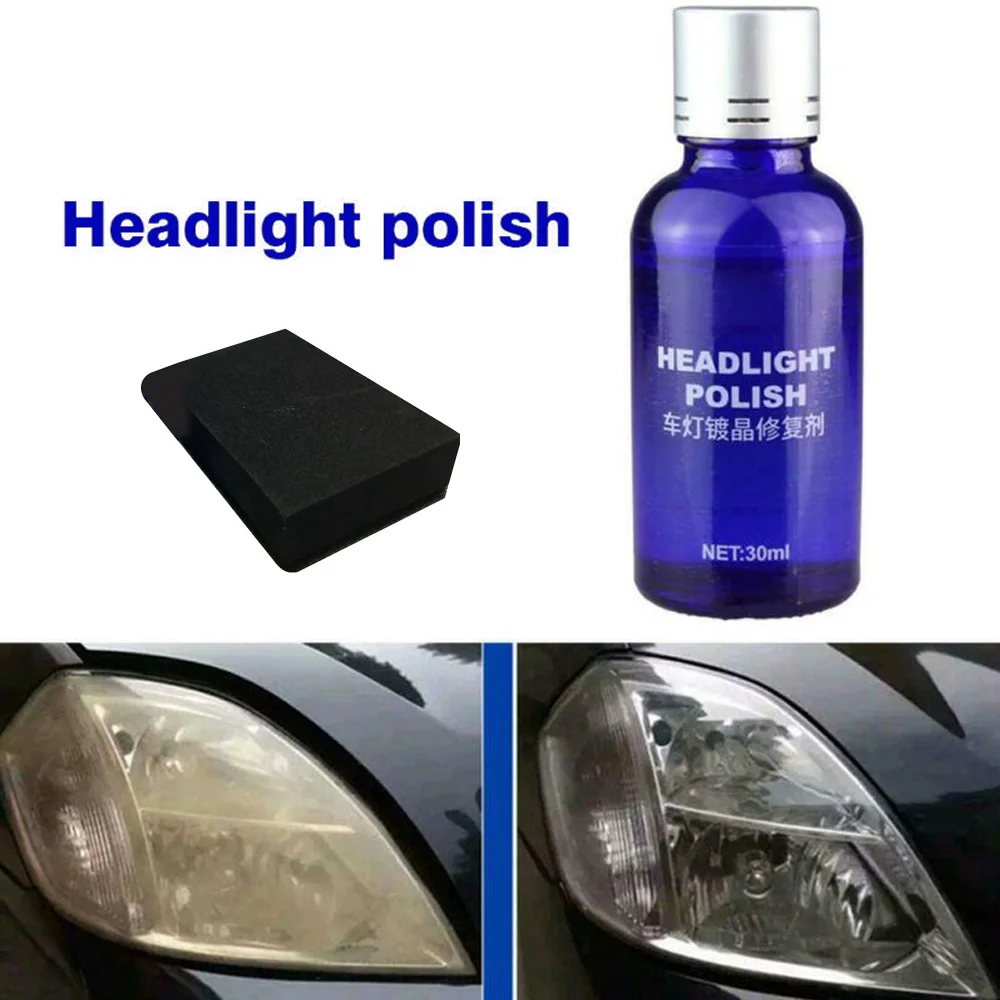 

30ml 9H Ceramic Coating Car Headlight Lens Polish Restorer Repair Polishing Cleaning Tool Sponge Resin Solvent Detergent Liquid