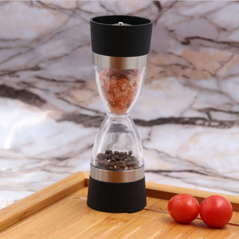 Arichtop 2 In 1 Manual Pepper Mill Hourglass Shape Salt Grinder Adjustable Coarseness Spice Seasoning Grinding Tool 