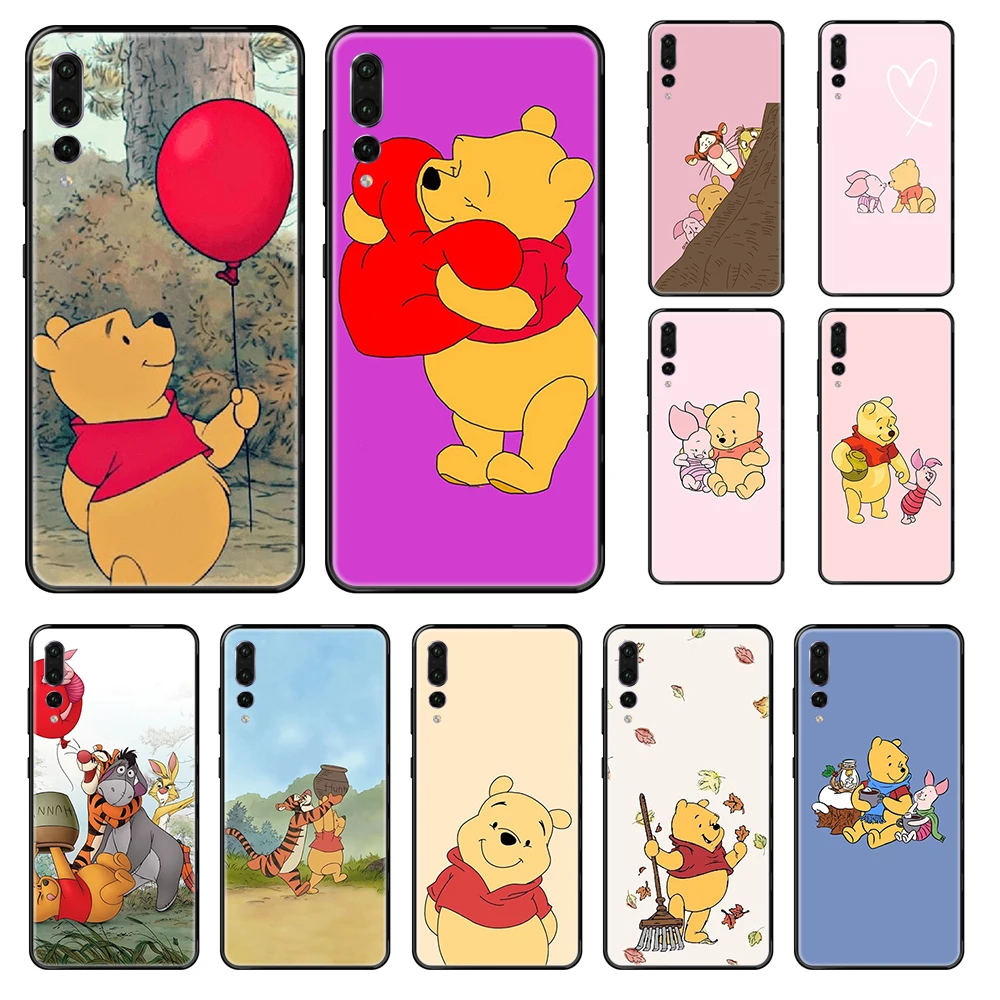 

lovely cartoon Pooh Winnie painting Etui shell black Phone case For Huawei P 8 10 20 30 Smart Plus 2019 Z Lite Pro 2017 2019