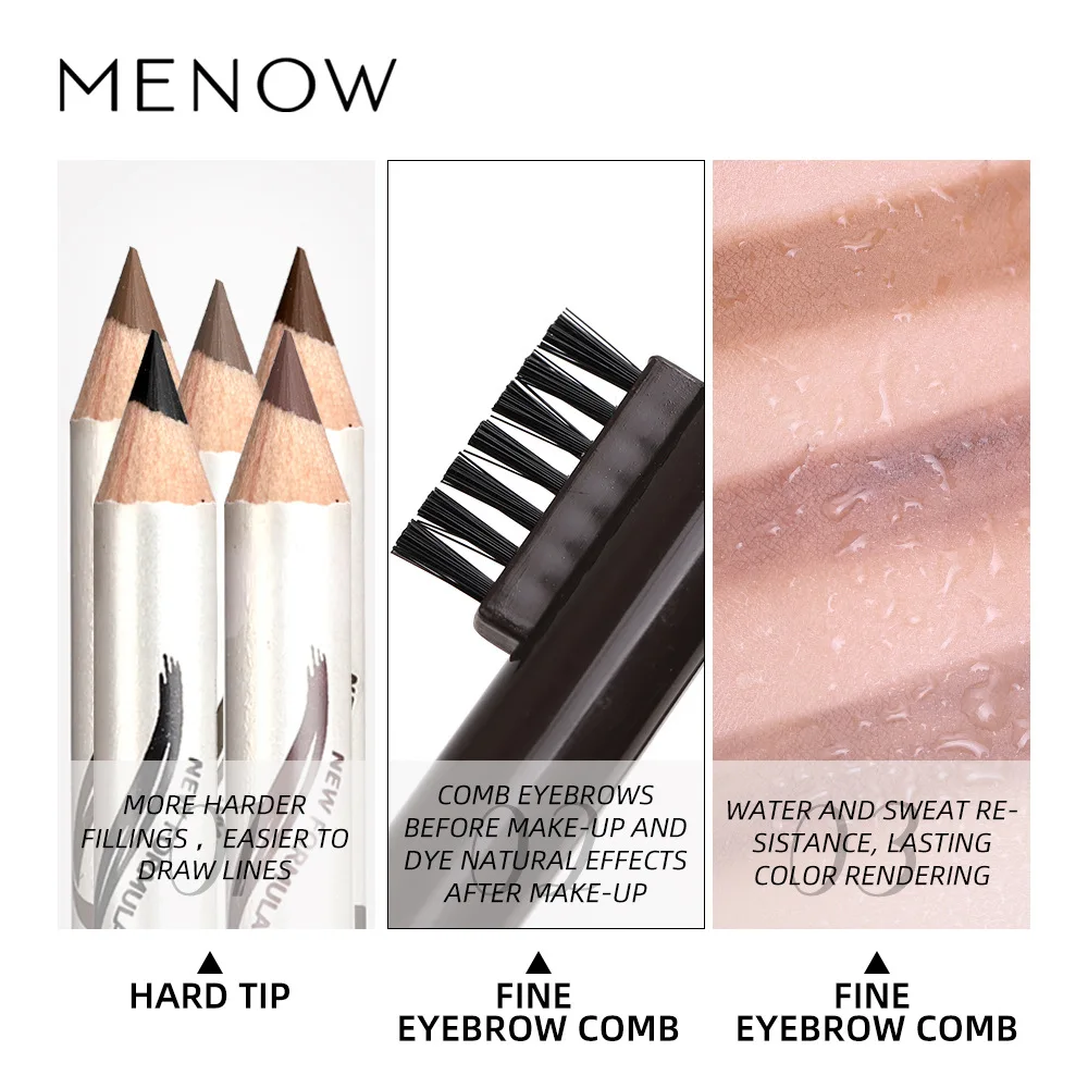 12 шт./кор. MENOW Eyesbrow карандаш для подводки жидкий карандаш для бровей Пигмент черный коричневый водонепроницаемый карандаш для бровей инструмент для красоты