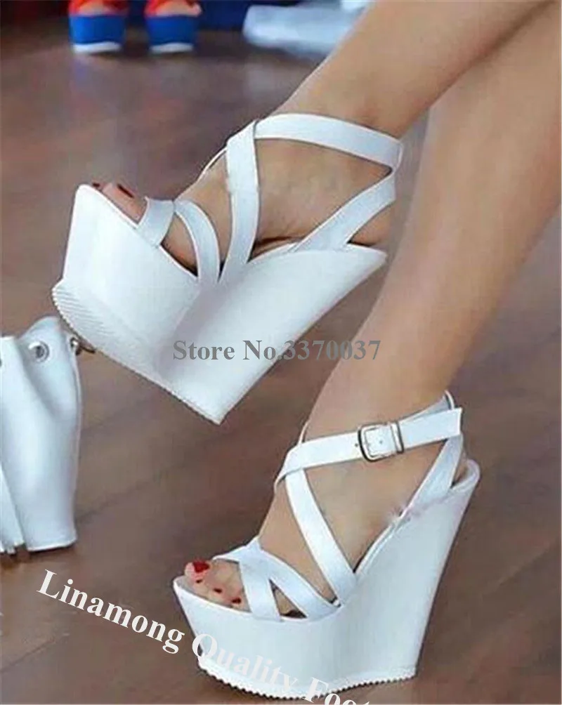 white high wedge sandals