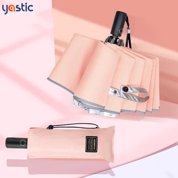 

Brand YASTIC Automatic Reverse Umbrella Aluminum alloy 10 bones extra large 3-folding with reflective strip umbrella rain